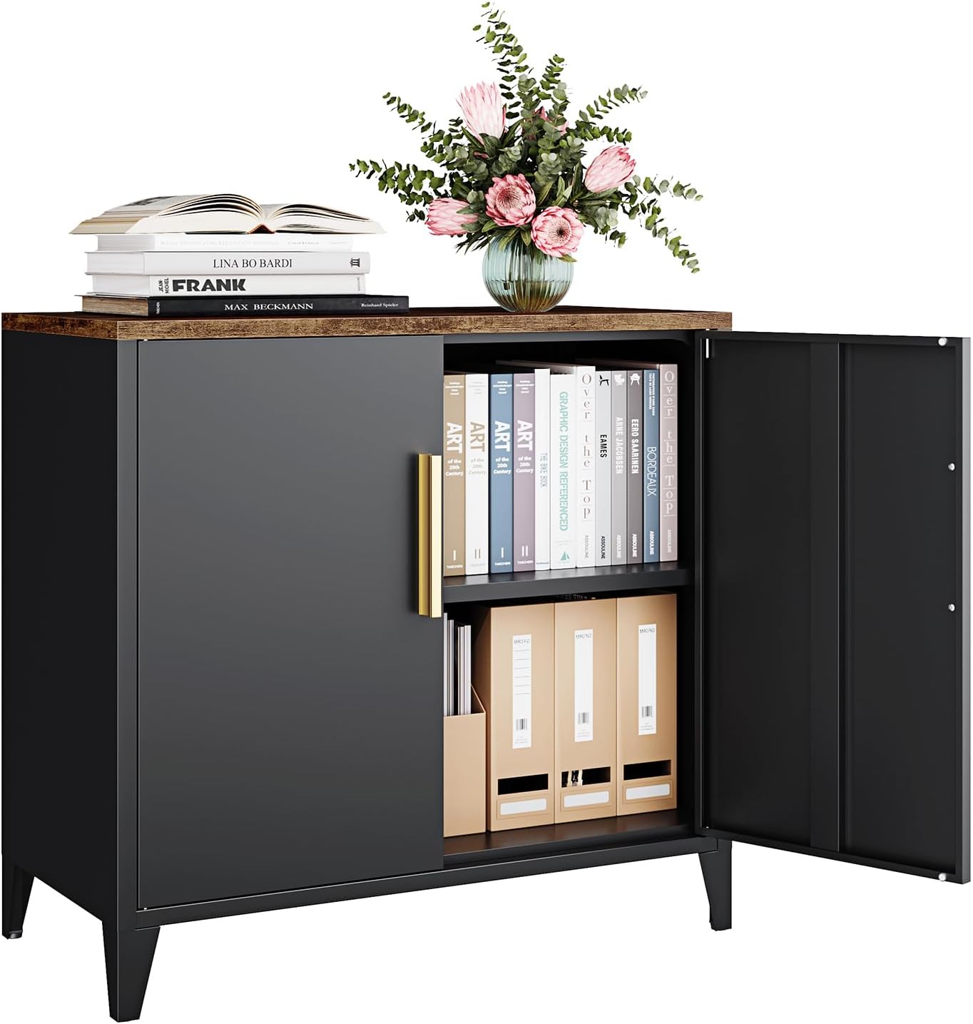 Office Furniture Credenza - Lemari Penyimpanan Logam dengan Pintu dan