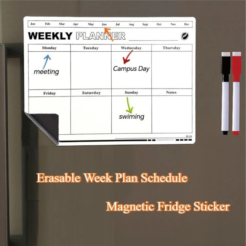 Magnetic Whiteboard Calendar - Kalender Jadwal Rencana Minggu yang Dapat