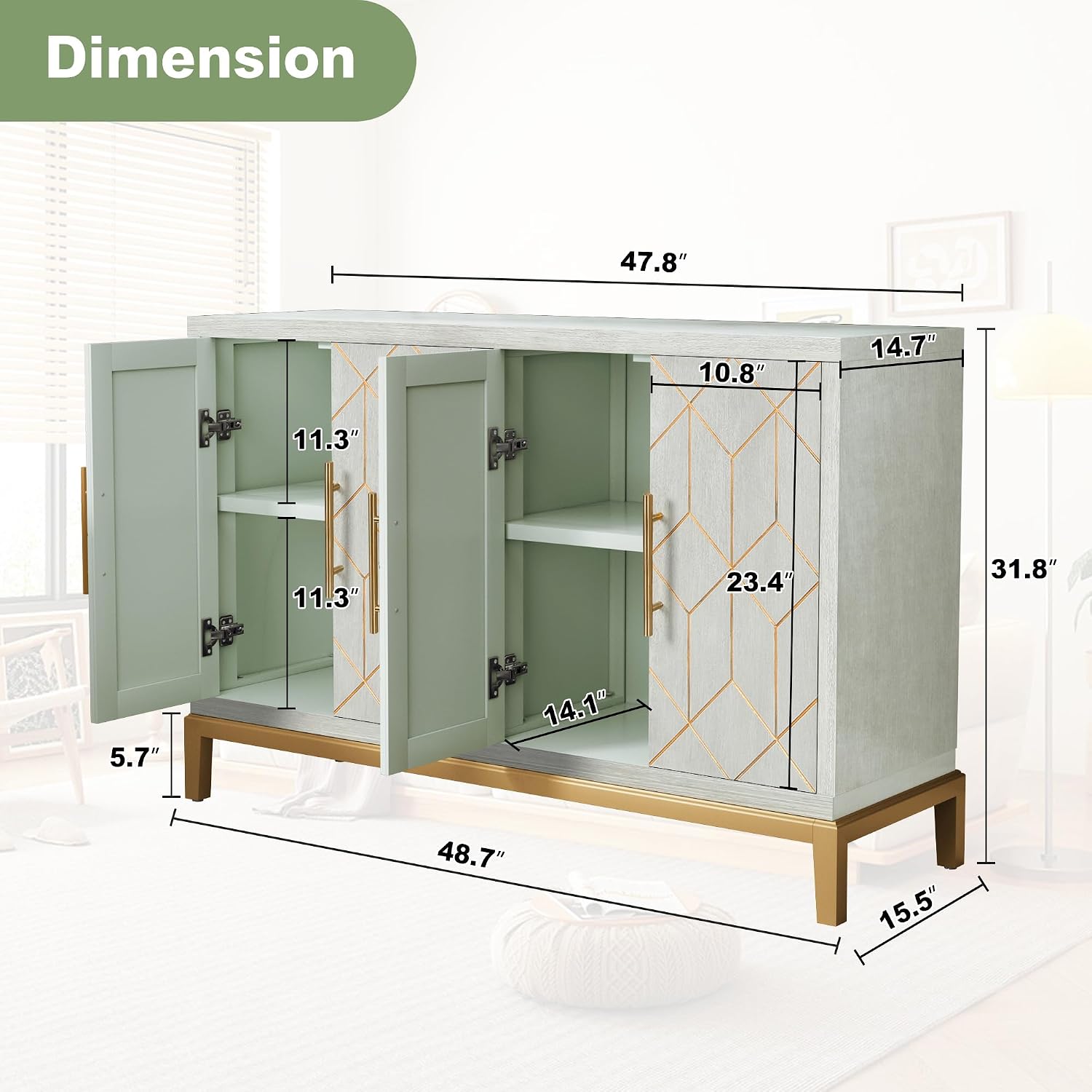 Lemari Aksen 4 Pintu Modern, B - Office Furniture Credenza ulasan dan harga