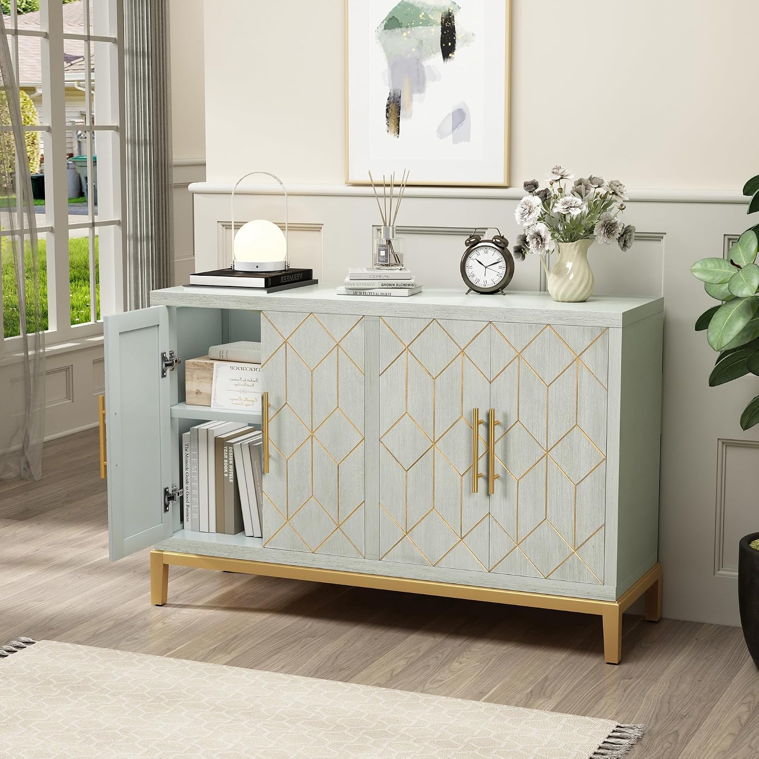 Lemari Aksen 4 Pintu Modern, B - Office Furniture Credenza ulasan dan harga