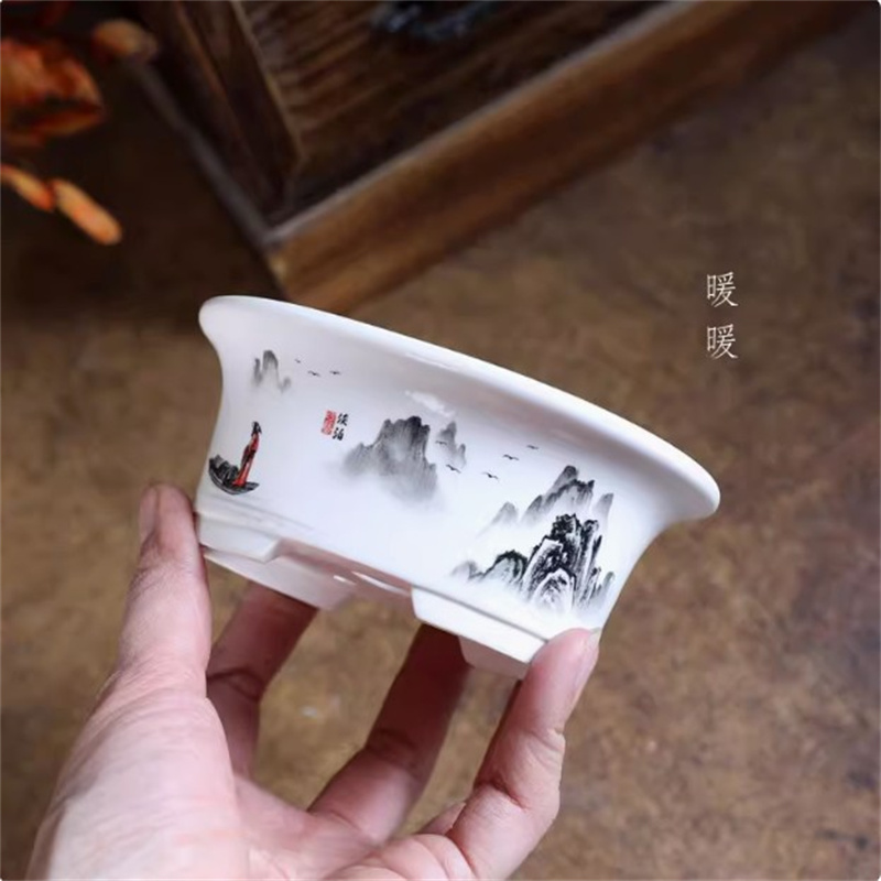Pot Bonsai Oval Putih Porselen - Conference Table Round ulasan dan harga