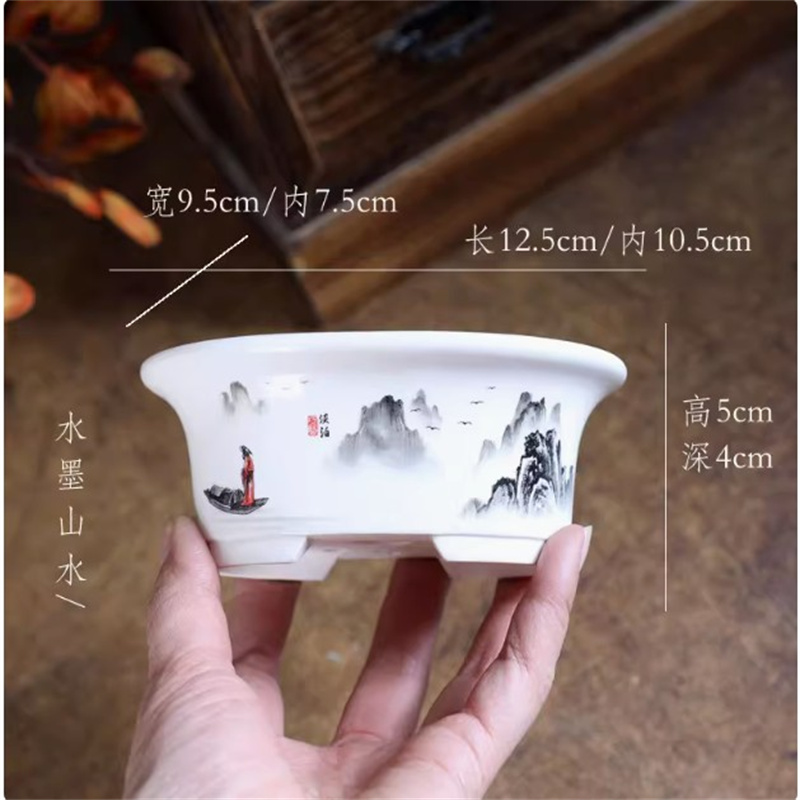 Pot Bonsai Oval Putih Porselen - Conference Table Round ulasan dan harga