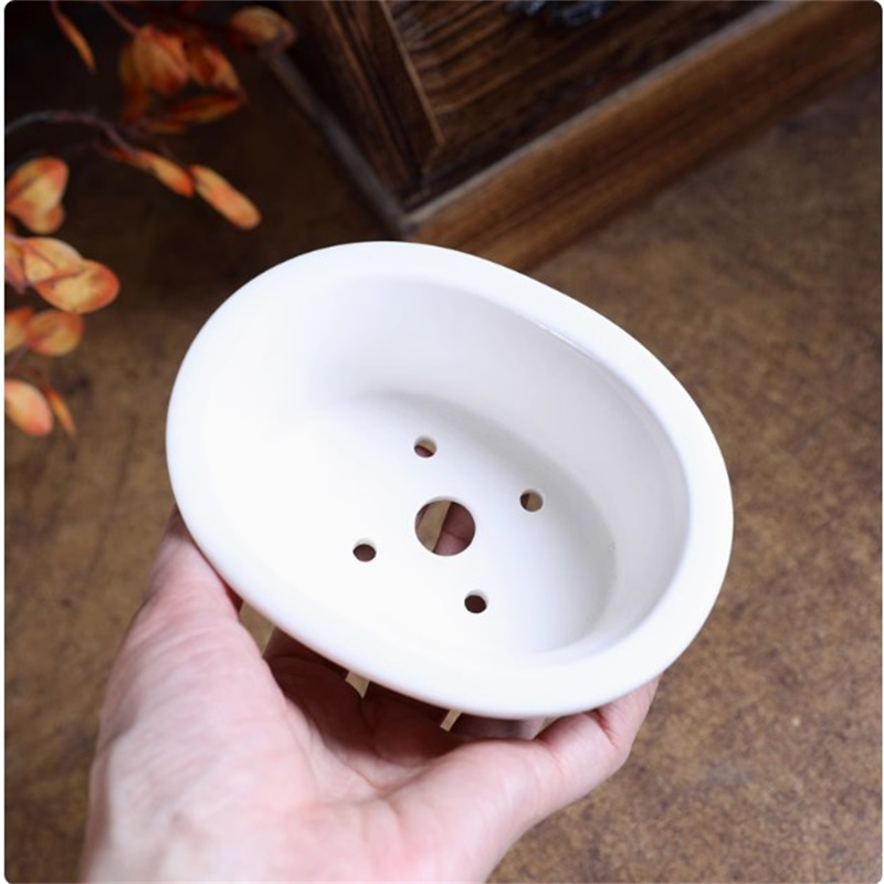 Pot Bonsai Oval Putih Porselen - Conference Table Round ulasan dan harga