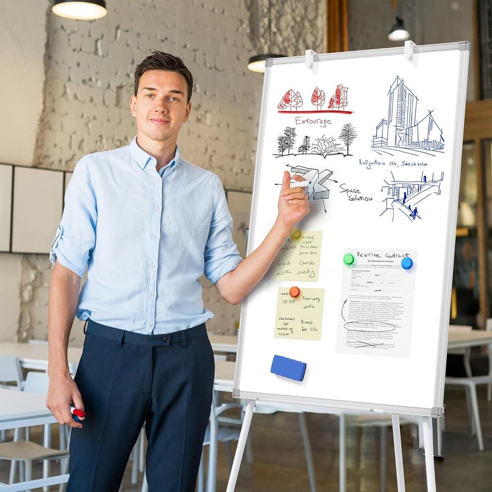 Papan Tulis Putih Besar dengan - Whiteboard Easel Tripod ulasan dan harga