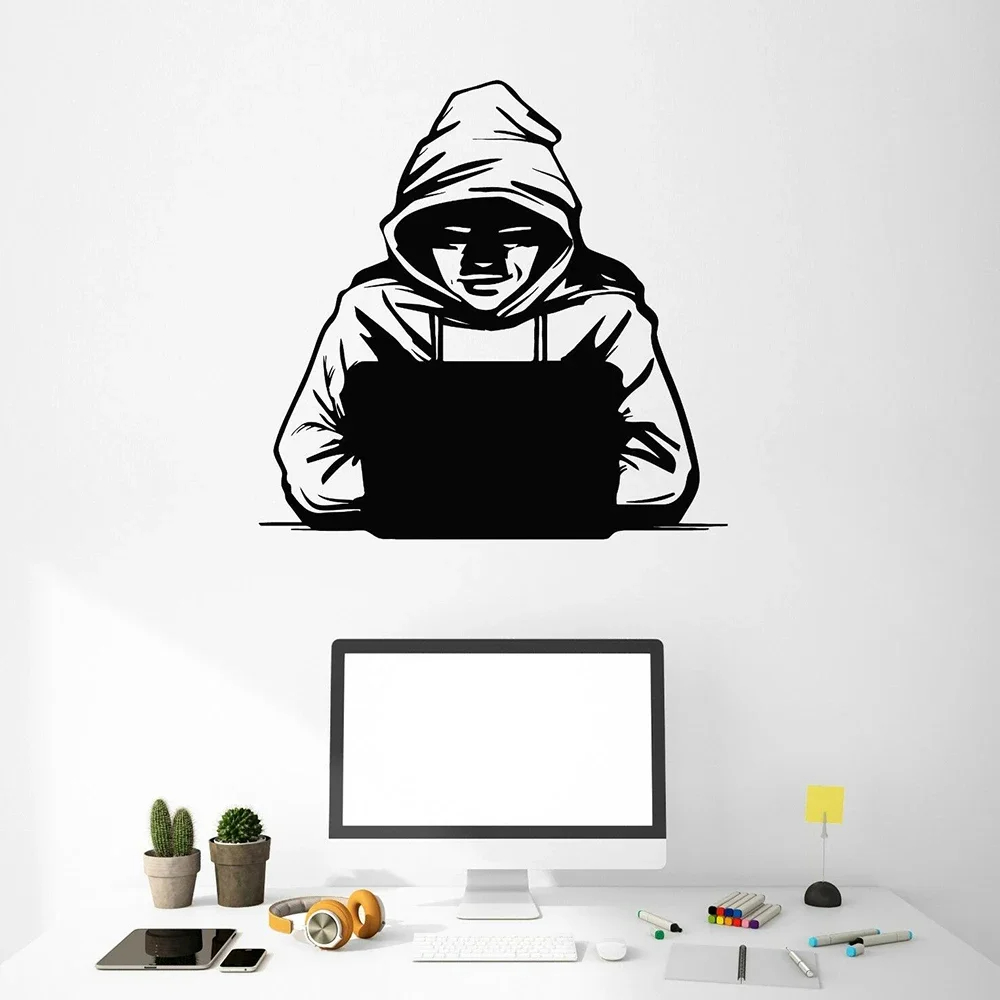 Stiker dinding vinil Hacker ke - Office Furniture Removal ulasan dan harga