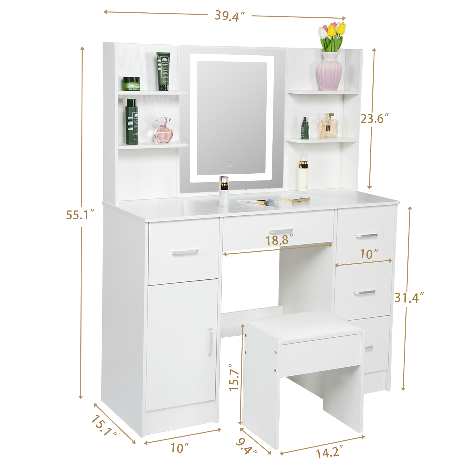 Set Meja Rias dengan Lampu LED - Office Furniture Credenza ulasan dan harga